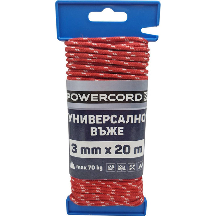 УНИВЕРСАЛНО ВЪЖЕ POWERCORD 3 ММ 20 М ЧЕРВЕНО