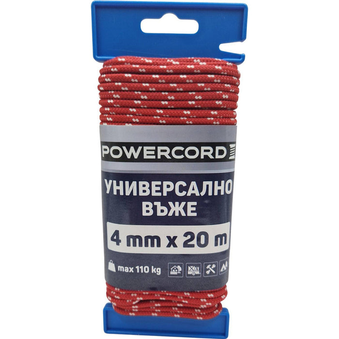 УНИВЕРСАЛНО ВЪЖЕ POWERCORD 4 ММ 20 М ЧЕРВЕНО