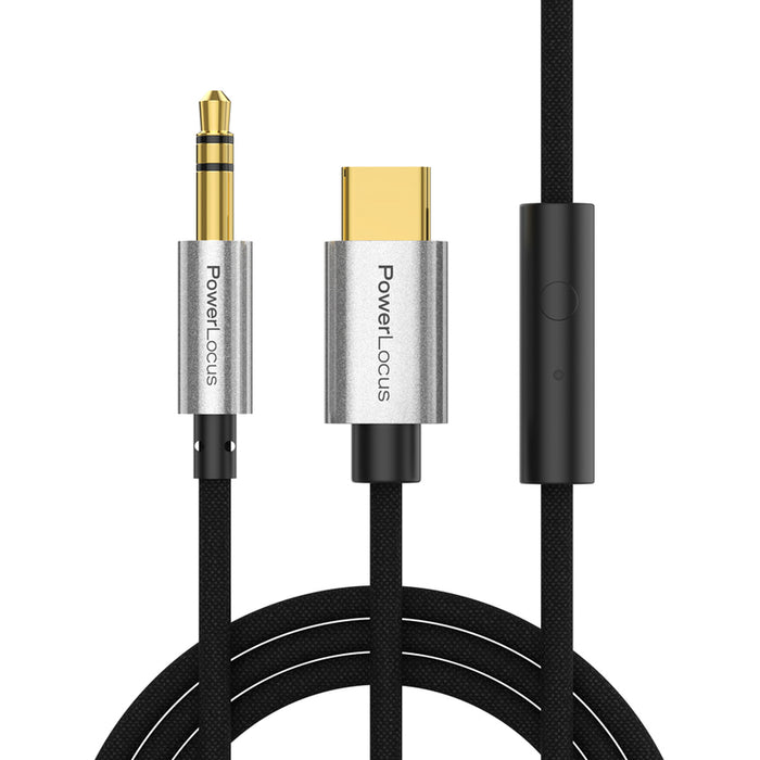Кабел POWERLOCUS AUX-USB-C + MIC