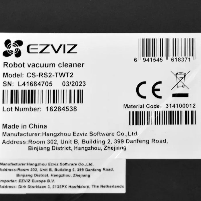Прахосмукачка робот EZVIZ CS-RS2-TWT2