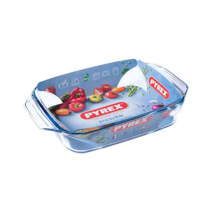 ПРАВОЪГЪЛНА ТАВА С ДРЪЖКИ 2.9 L 35 X 23 X 6 СМ PYREX