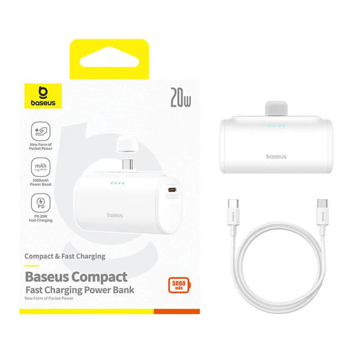 Преносима батерия Baseus Compact 5000mAh 20W USB-C бяла