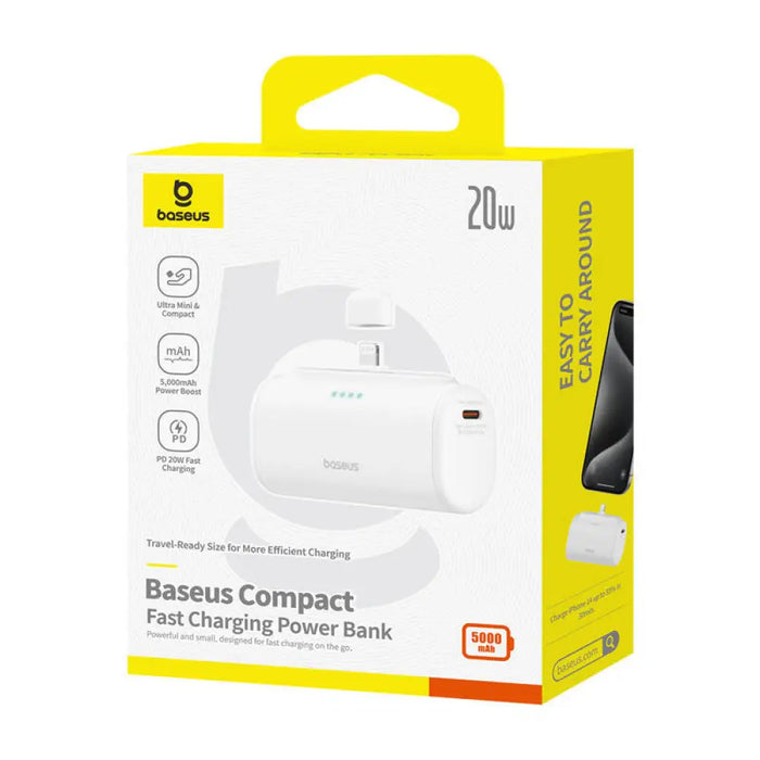 Преносима батерия OS-Baseus Compact IP 5000mAh 20W бяла
