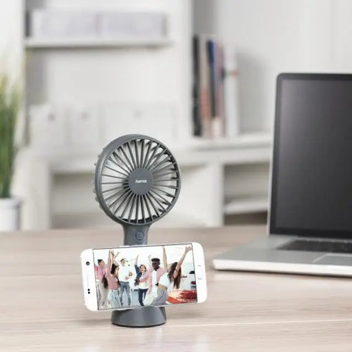 Преносим вентилатор HAMA USB LED Акумулатор Сив