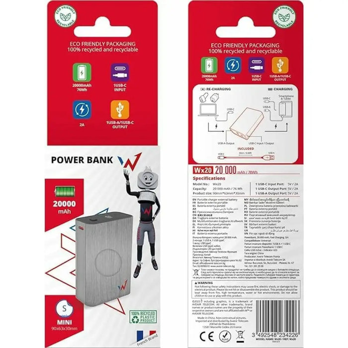Преносима батерия Powerbank Wonder Wonder WX20 Сребрист