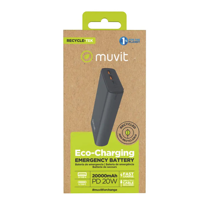 Преносима батерия Powerbank Muvit for Change DP200G-R-PD