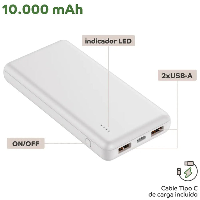 Преносима батерия Powerbank Myway Бял 10000 mAh