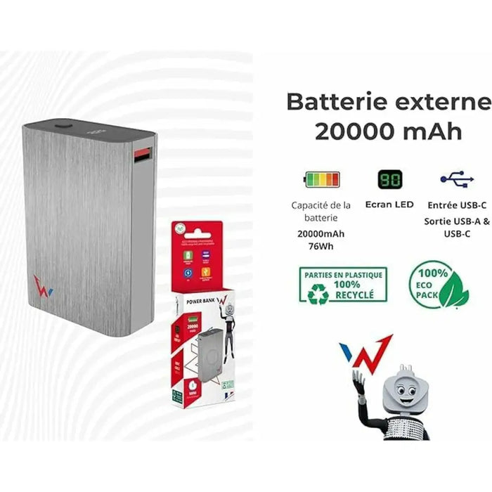 Преносима батерия Powerbank Wonder Wonder WX20 Сребрист