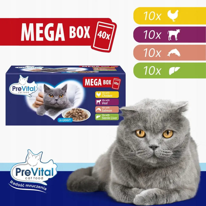 PREVITAL Mega Box Телешко сьомга черен дроб пиле мокра