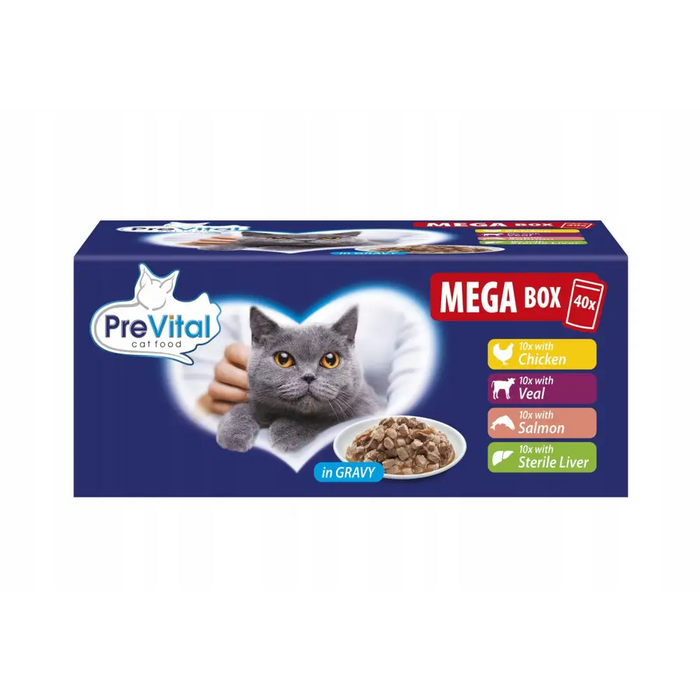 PREVITAL Mega Box Телешко сьомга черен дроб пиле мокра