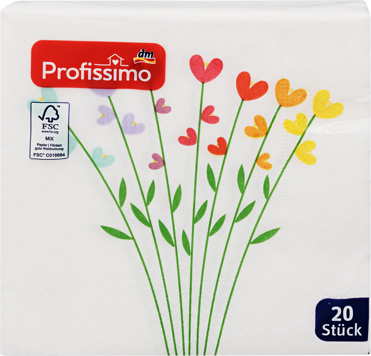 Салфетки Heart Flora, 25 x 25 cm, 20 бр
