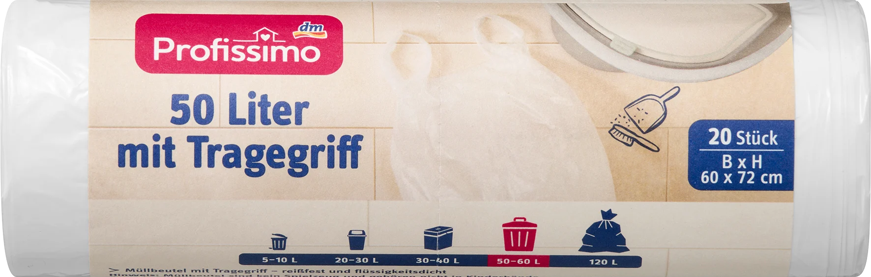 Торби за смет с дръжки 50L, 20 бр