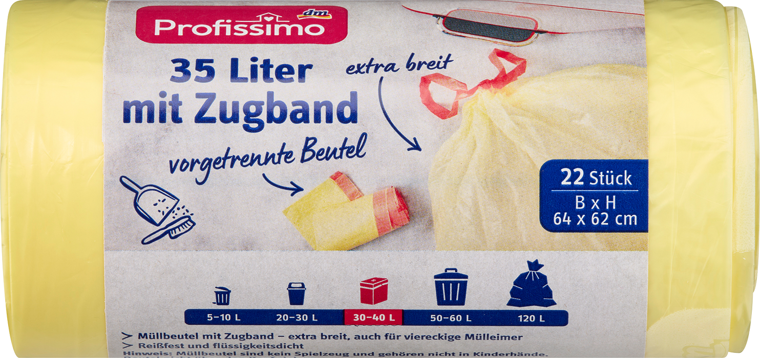 Торби за смет с връзка, 35L, 22 бр