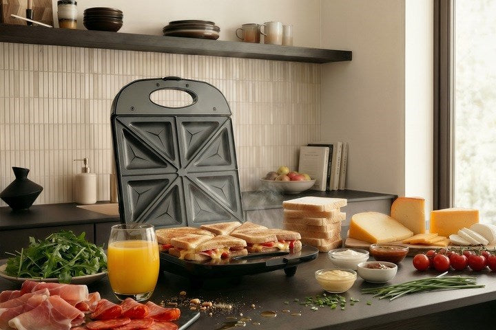 Сандвичница Promis STP 25 XXL, 4 тоста, 1400 W, черна
