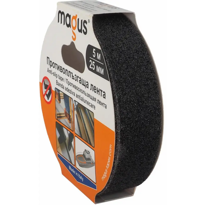ПРОТИВОПЛЪЗГАЩА ЛЕНТА MAGUS 5М/25ММ ЧЕР