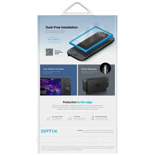 Прозрачно закалено стъкло Uniq Optix за Nintendo Switch 2