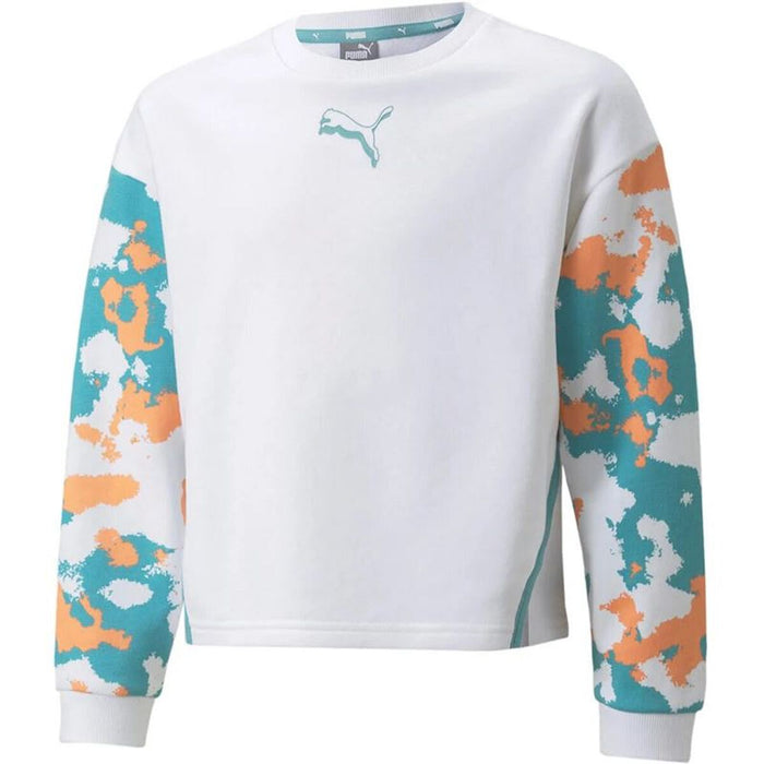 Суитчър без Качулка за Момиче Puma Alpha Crew Бял