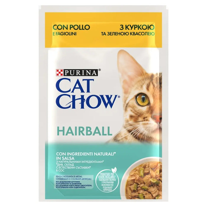PURINA Cat Chow Hairball Control с пиле и зелен фасул в сос