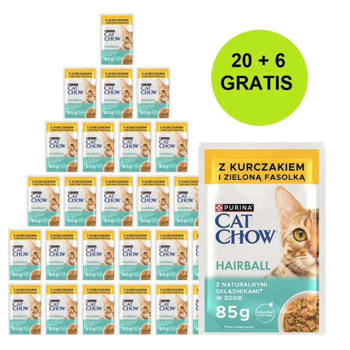 PURINA Cat Chow Hairball Control с пиле и зелен фасул в сос