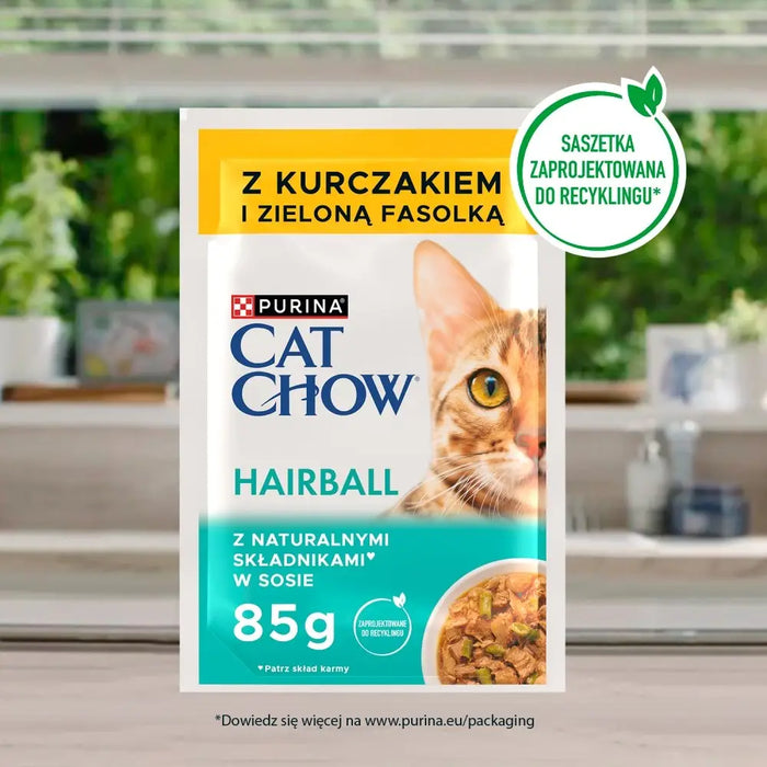 PURINA Cat Chow Hairball Control с пиле и зелен фасул в сос