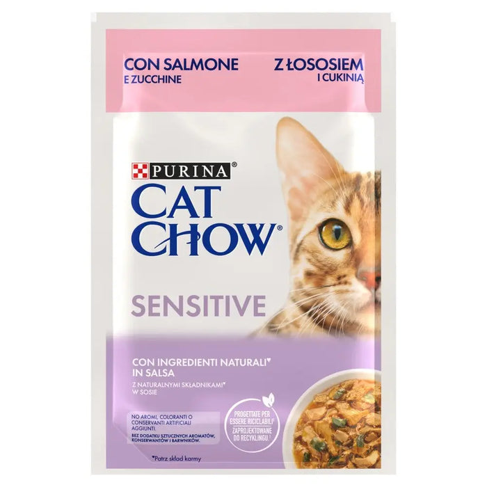 PURINA Cat Chow Sensitive със сьомга и тиквички в сос