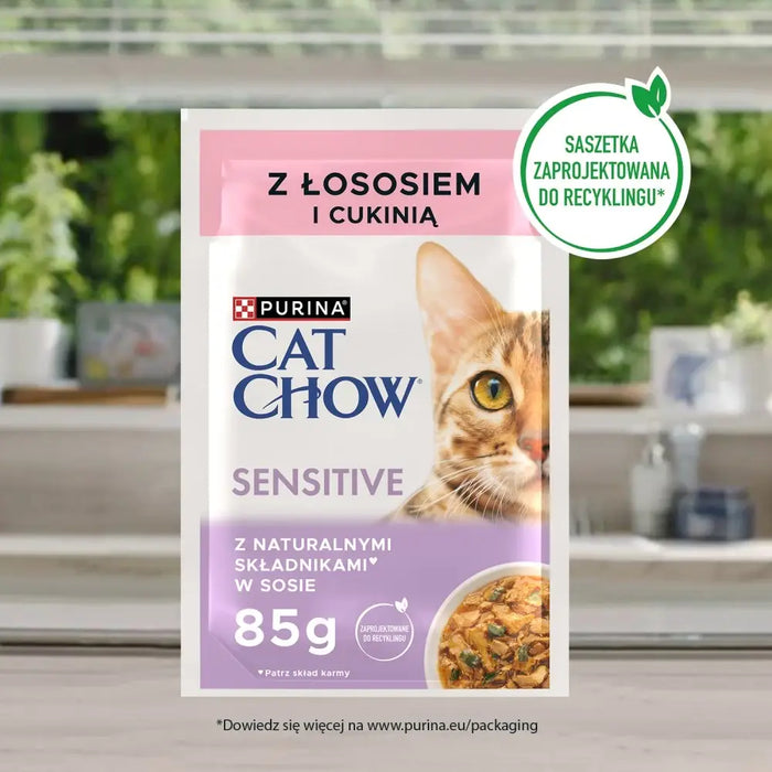 PURINA Cat Chow Sensitive със сьомга и тиквички в сос