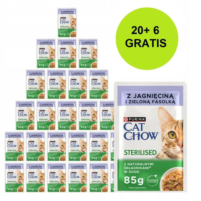 PURINA Cat Chow Sterilised с агнешко и зелен фасул в сос