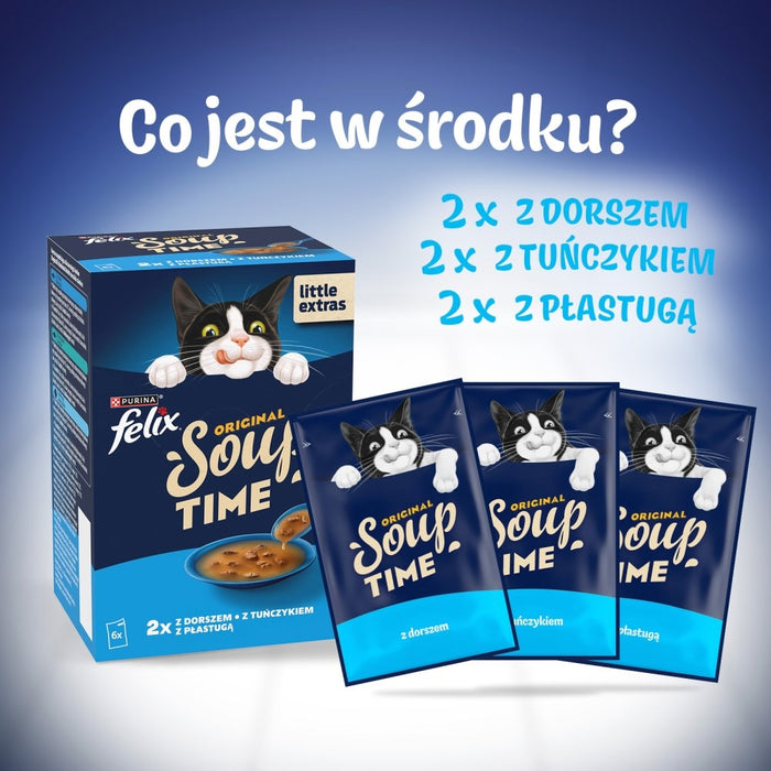 PURINA Felix Original Soup Time Box Fish - мокра храна за котки - 6x48 г