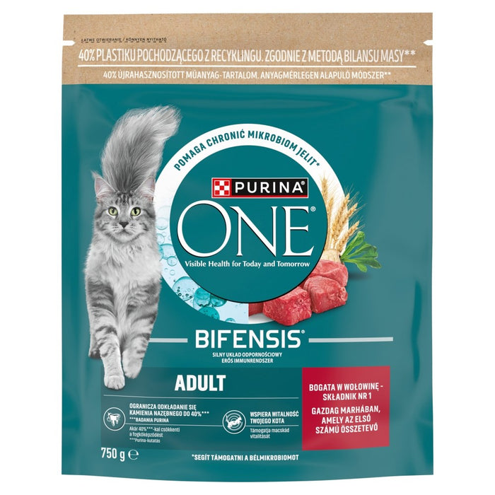 PURINA One Bifensis Adult, богата на говеждо месо - суха храна за котки - 750 г