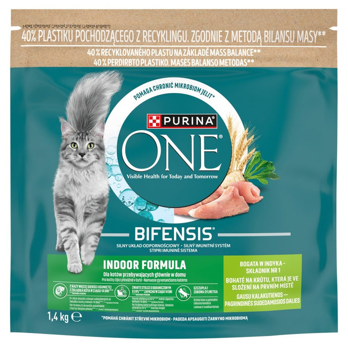 PURINA One Bifensis Indoor Rich с пуешко - суха храна за котки - 1,4 кг