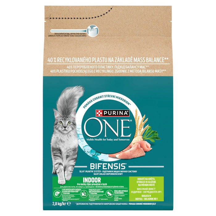 PURINA One Bifensis Indoor Rich с пуешко - суха храна за котки - 2,8 кг