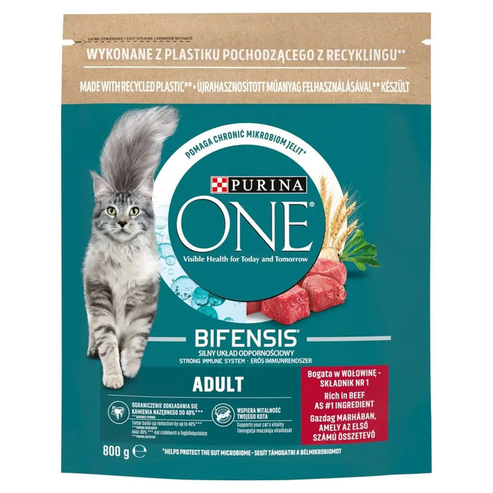 PURINA One Bifensis Adult Beef - суха храна за котки - 800
