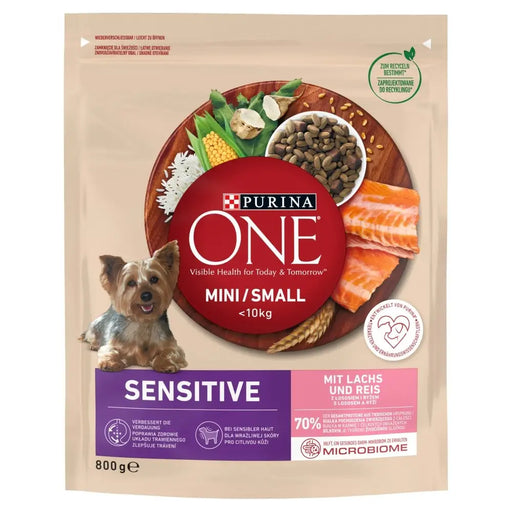 PURINA One Mini/Small Sensitive Salmon ориз - суха храна