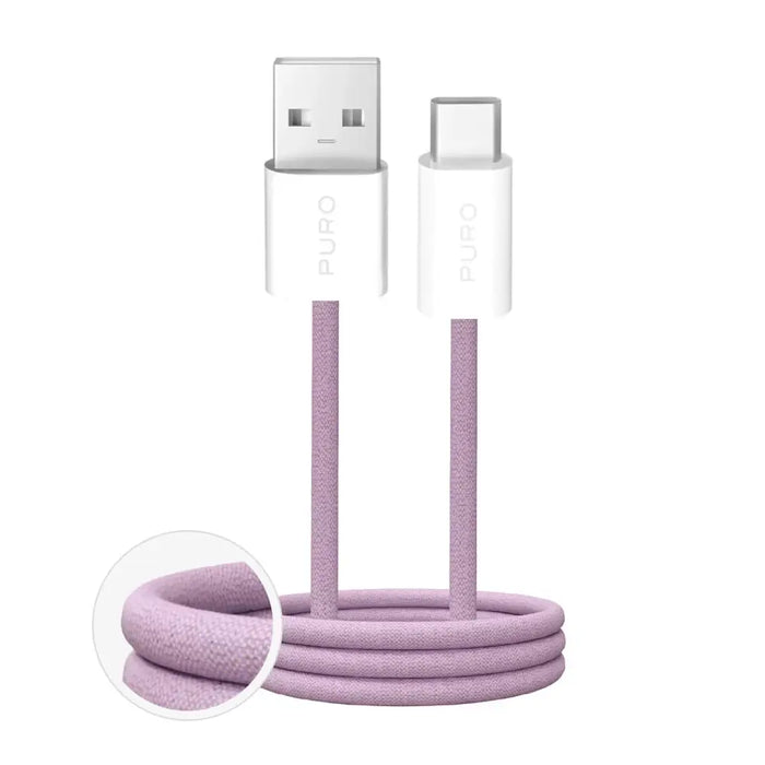 Puro Fabrik 2.0 10W USB-A - USB-C плетен кабел 1,5 м - розов