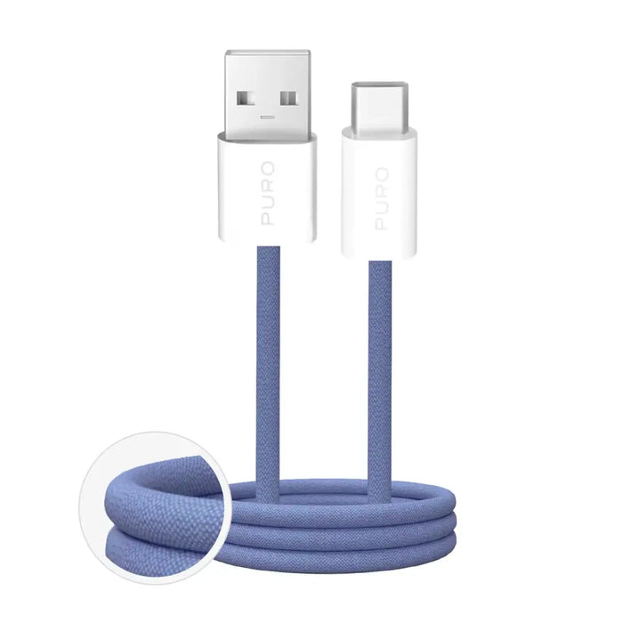 Puro Fabrik 2.0 10W USB-A - USB-C плетен кабел 1,5 м - син