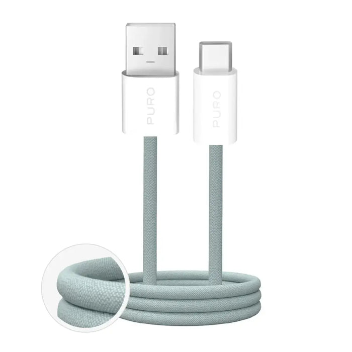 Puro Fabrik 2.0 10W USB-A - USB-C плетен кабел 1,5 м - зелен