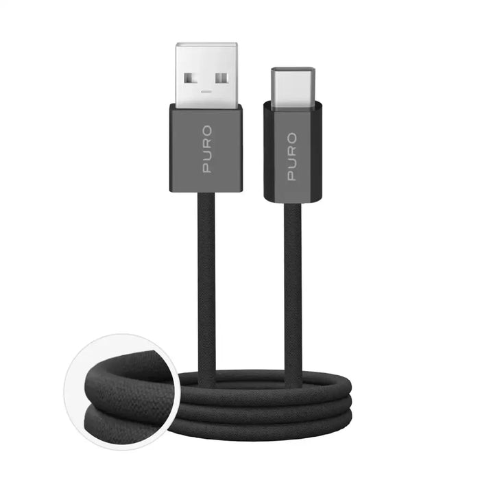Puro Fabrik 2.0 10W USB-A - USB-C плетен кабел 1,5 м - черен