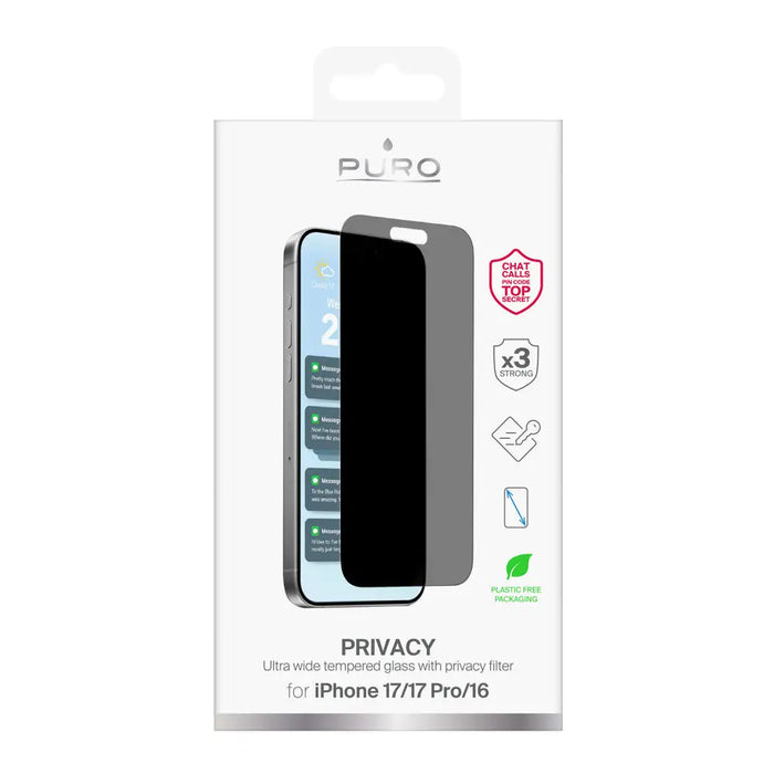Puro Privacy Tempered Glass за iPhone 17 / iPhone 17 Pro