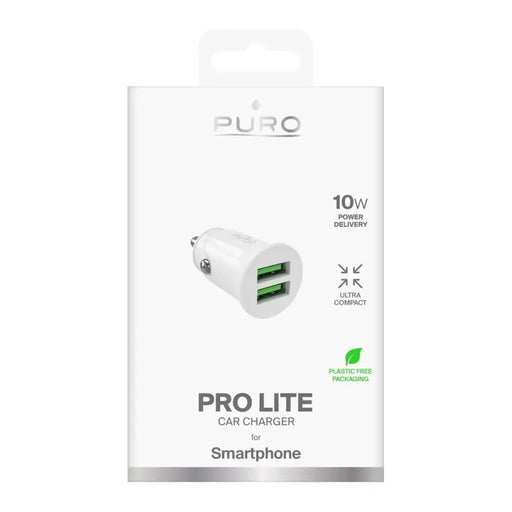 Puro Pro Lite зарядно за кола 2x USB-A 10W - бяло