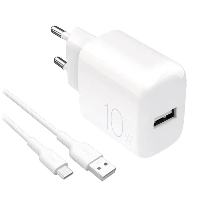 Puro PROLITE 10W USB-A стенно зарядно + USB-A - USB-C кабел