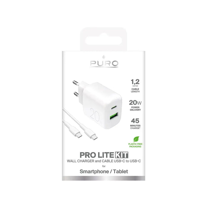 Puro PROLITE 20W USB A / USB C стенно зарядно + USB C USB C