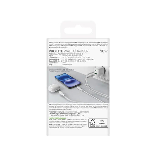 Puro PROLITE 20W USB A / USB C стенно зарядно + USB C USB C
