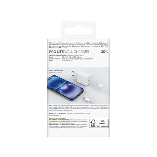 Puro PROLITE 20W USB C стенно зарядно бяло