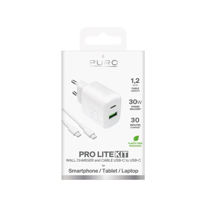 Puro PROLITE 30W USB A / USB C стенно зарядно + USB C USB C