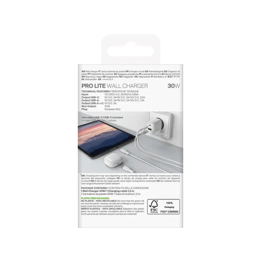 Puro PROLITE 30W USB A / USB C стенно зарядно + USB C USB C