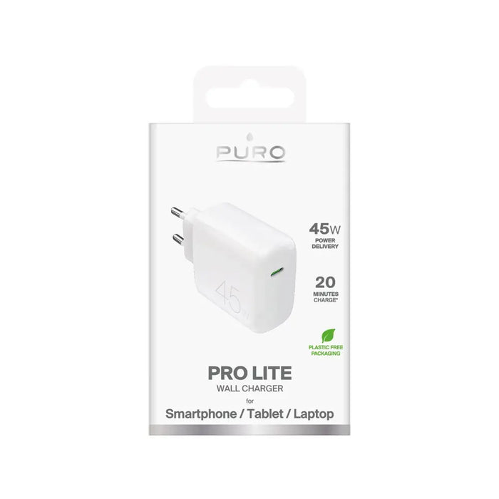 Puro PROLITE 45W USB-C стенно зарядно устройство - бяло