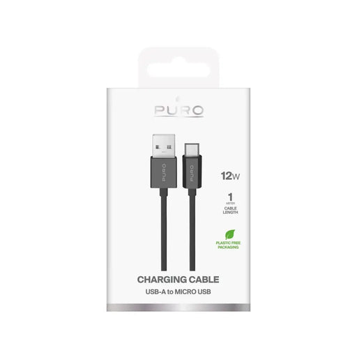 Puro TPE 12W USB-A - microUSB 1m кабел - черен