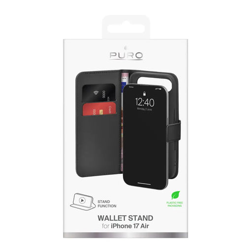 Puro Wallet Stand Case за iPhone 17 Air от еко кожа с капак