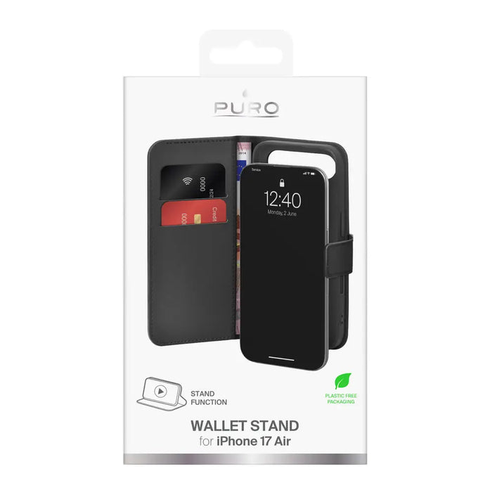 Puro Wallet Stand Case за iPhone 17 Air от еко кожа с капак