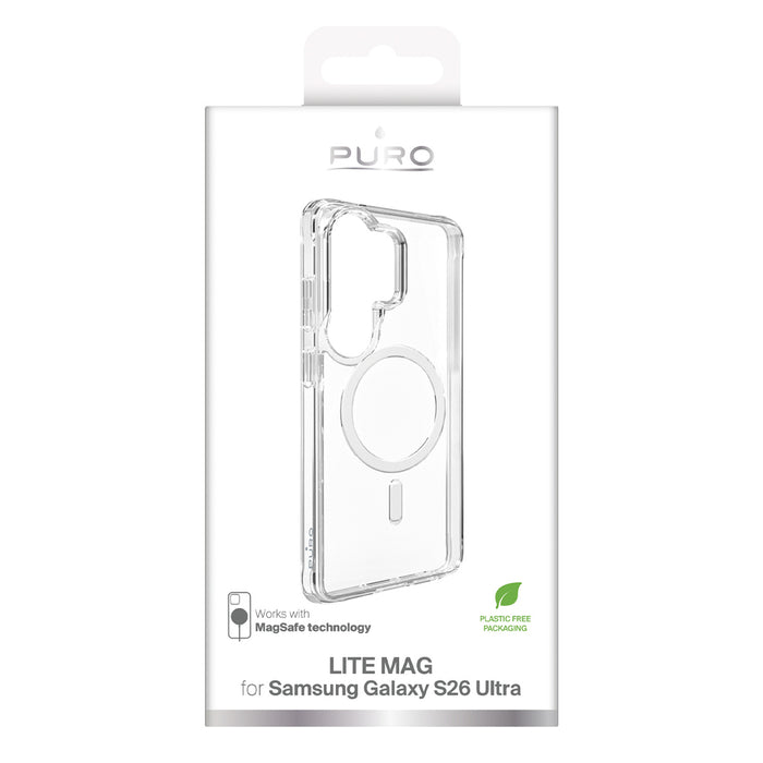 Защитен калъф Puro LITE MAG за Samsung Galaxy S26 Ultra, съвместим с MagSafe - прозрачен